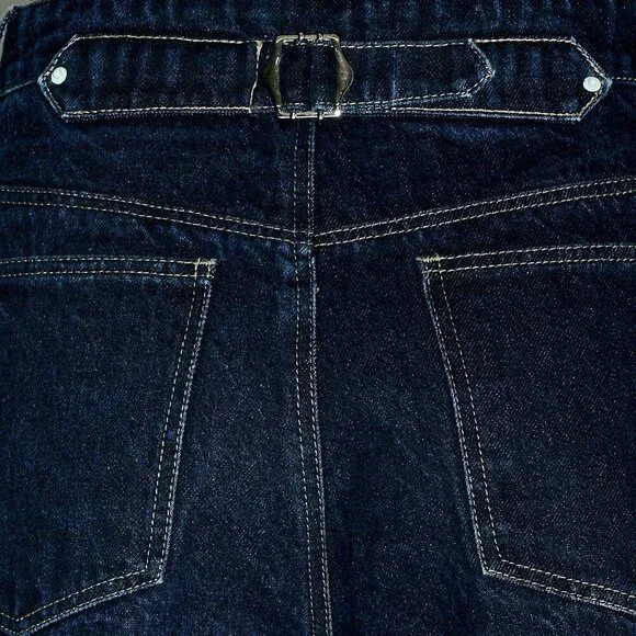 Dark Wash Casual Women's Barrel Cut Wide Leg High Waisted Jeans - Picture 5 of 5